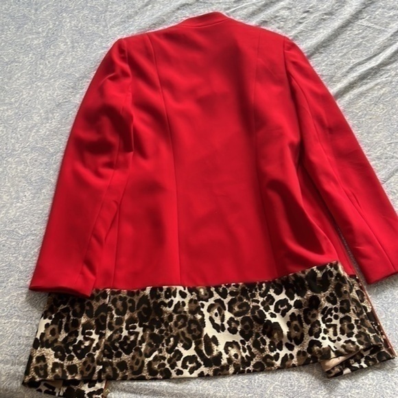 Kelly Diane Women’s Red Coat with Cheetah Print - Picture 3 of 5